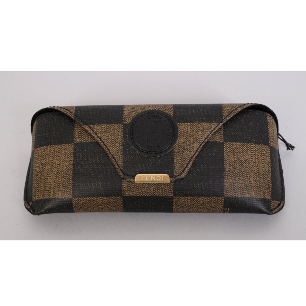 Vintage Fendi Black and Brown Plaid Sunglasses Case